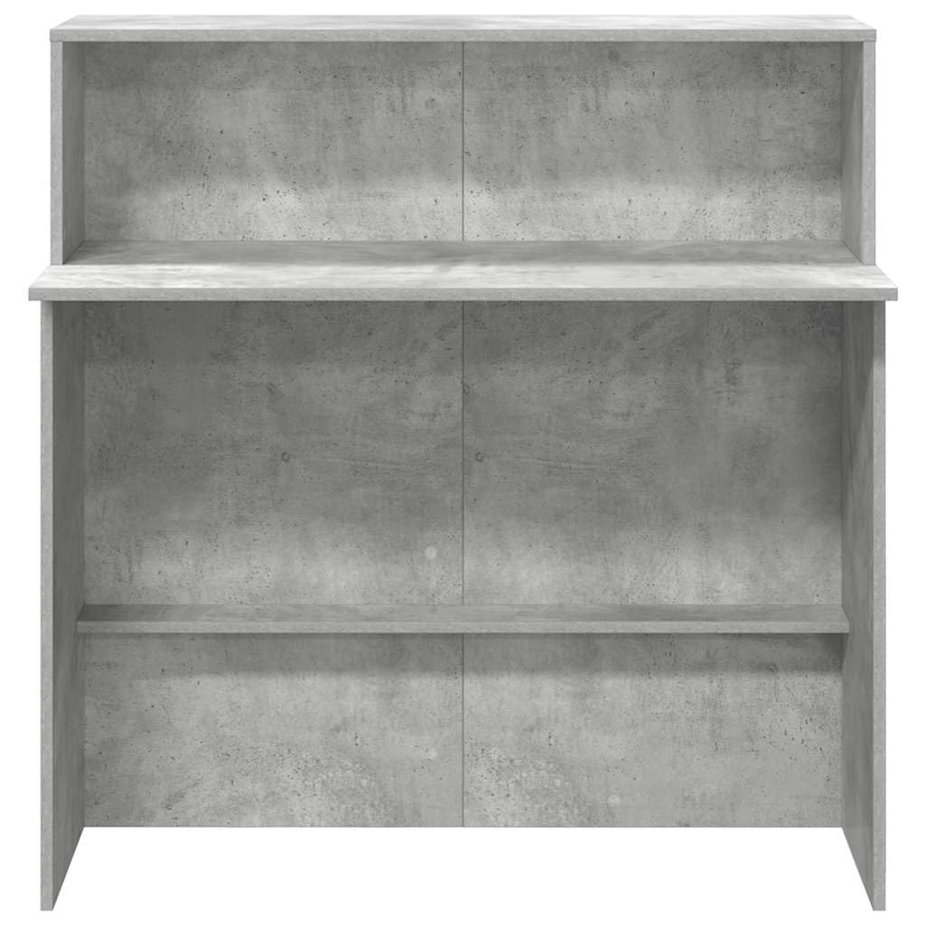 Bancone per ricevimento in legno grigio cemento, 100 x 50 x 103,5 cm, con ripiano, tavolo da lavoro per ufficio, segretario, laptop, ergonomico, salvaspazio, per home office e studio