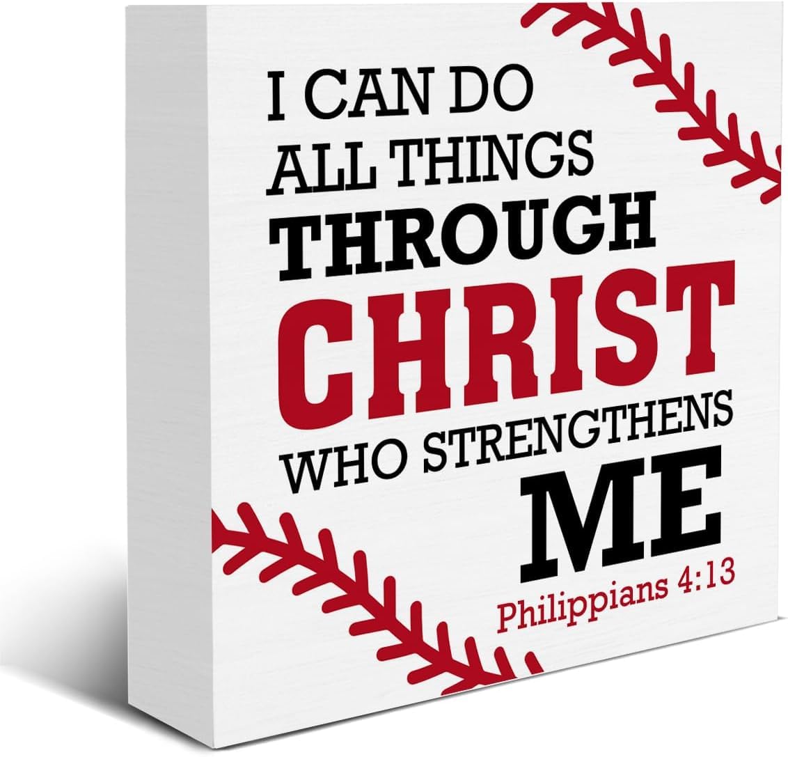 5x5 Inch Christian Box Sign Philippians 4: 13 Bible Verse Decor