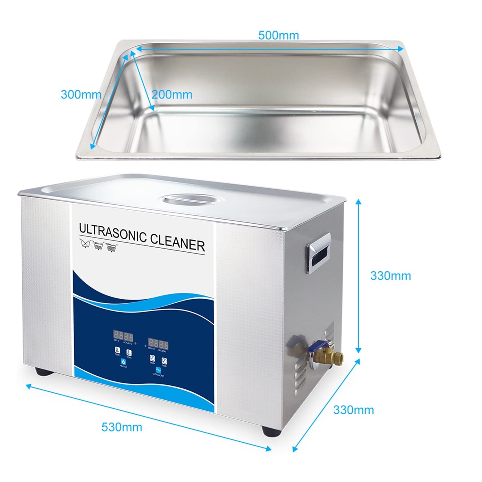 Urządzenie do czyszczenia ultradźwiękowego Digital Ultrasonic Cleaner 3 0L 900W Z pistoletem czyszczącym pociskami Auto części silnika(900W)