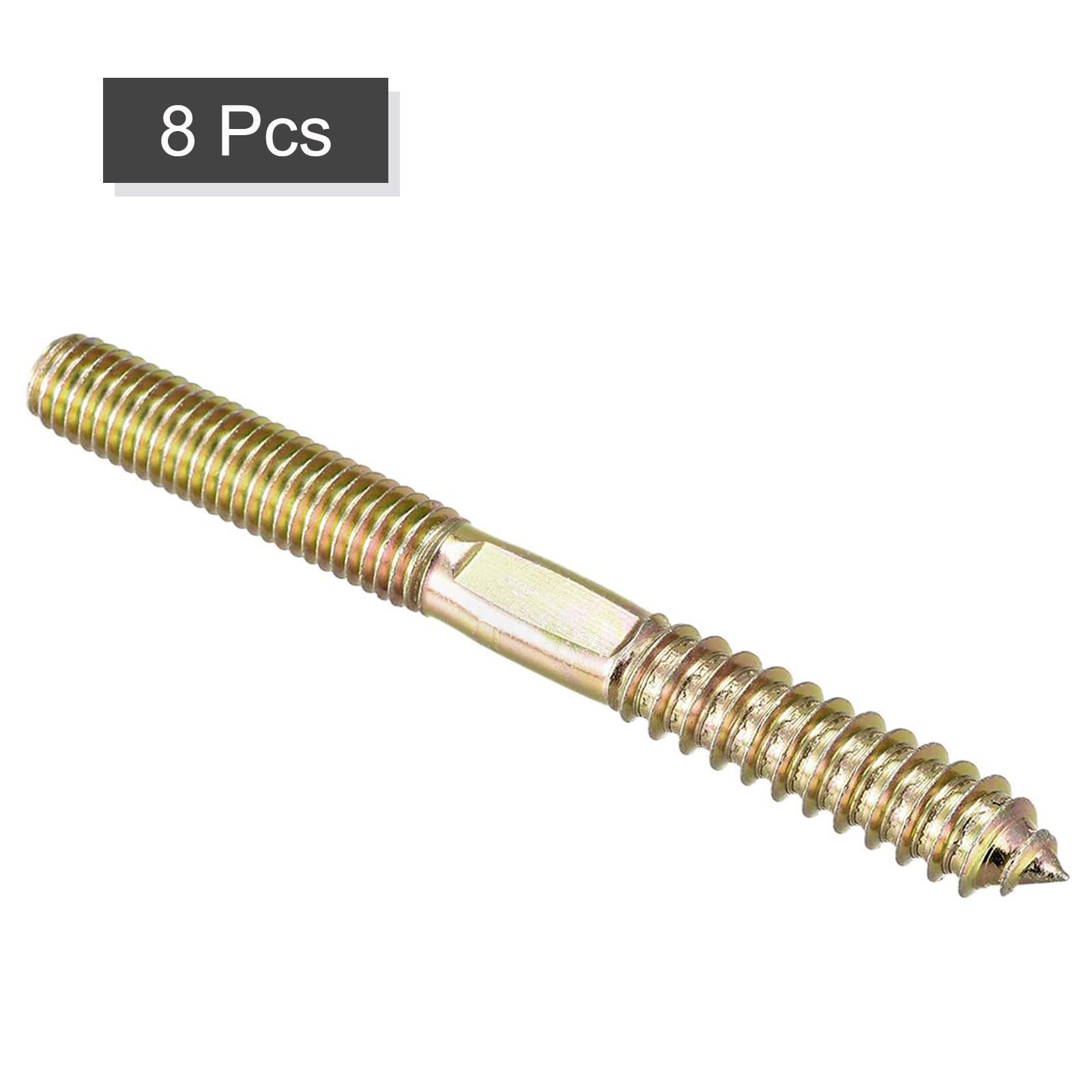 TOP-VIGOR 8Pcs Hanger Bolts, M10x100mm Double Headed Bolts Self Tapping Screw, Double Ended Dowel Screws, Screw Dowels Hanger - Image 3