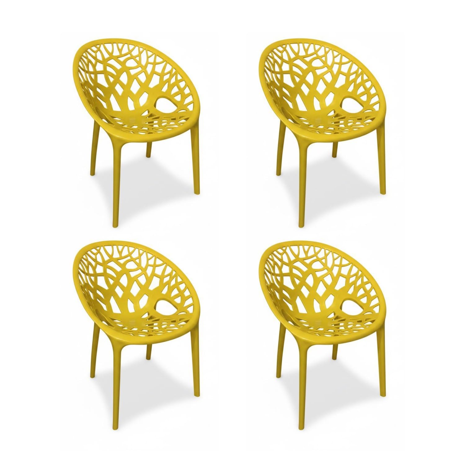Binani Crystal Plastic Arm Chair | Oversized,Comfortable&Durable/Tree Design Chair for Patio| Stackable Chair for Home/Garden/Restaurant| Indoor Outdoor Seating Furniture (Yellow, Set of 4)-image-35