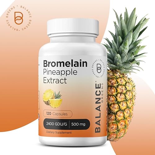 Miniatura 2 de Bromelina 500 mg, 120 cápsulas  Extracto de piña enzima digestiva  Apoya la digestión y suplemento de apoyo articular  por Balance Breens
