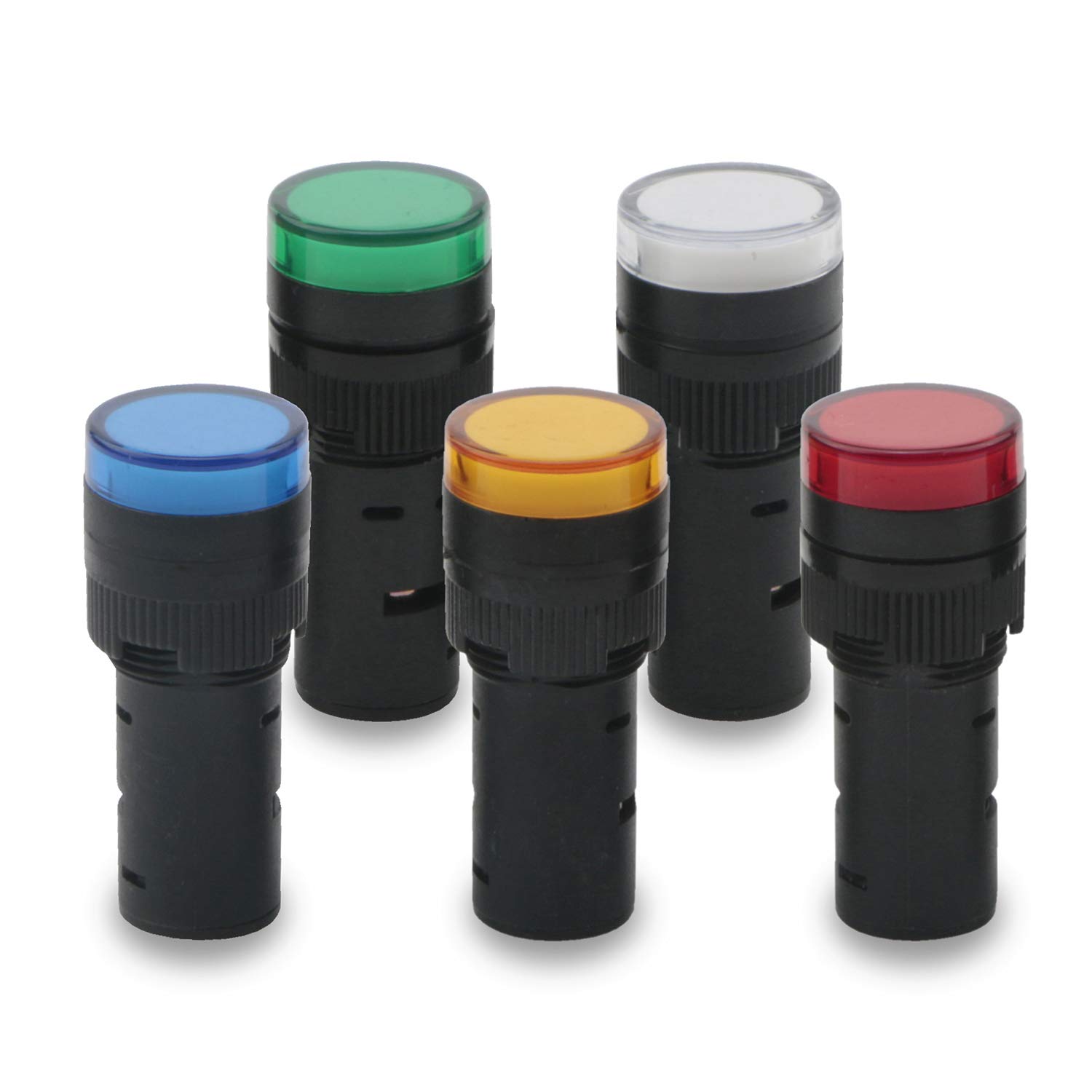 Kesell AD16-22DS AC DC Universal 12V Mini Energy Saving LED Indicator Light Flush Panel Mount 0.87 Inches 22mm, Red Green Blue Yellow White 5 for Each Color-image-14