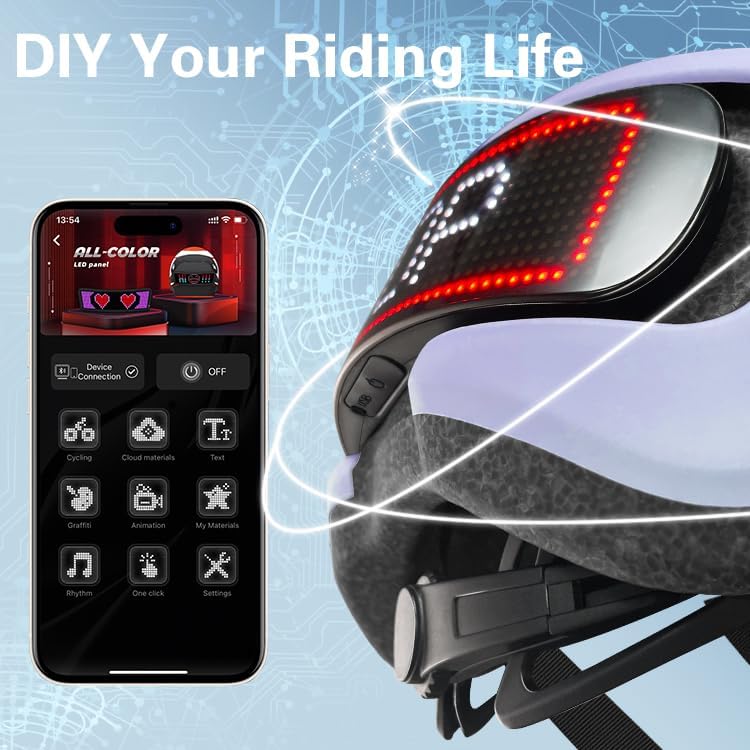 Bike Helmet, Smart App Program Bike Helmet with USB Rechargeable Light, Back Light Mountain for Adult&Men Women, with Turn Signals Remote Control