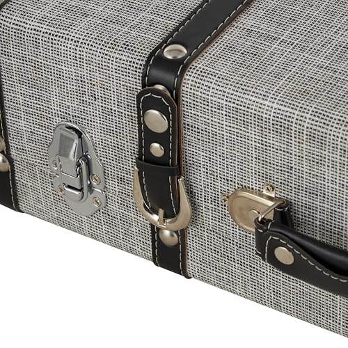Image of Deco 79 Fabric Decorative Trunk Woven Storage Decorative Large Boxes with Silver Latches and Buckles, Set of 2 Storage Trunks 21 inch, 19 inch W, Gray