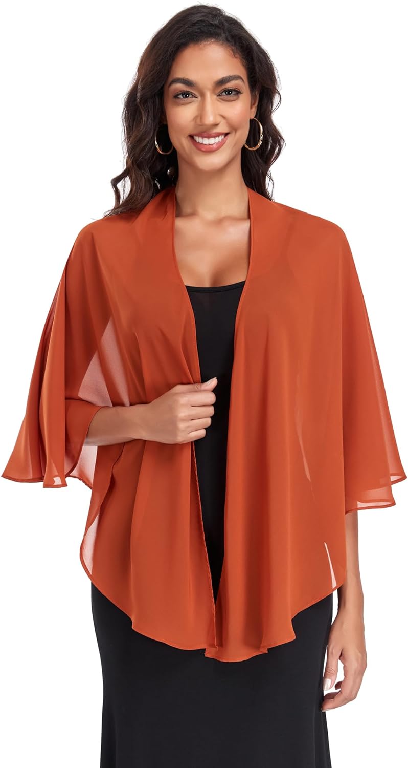 Shawl Wraps for Women Evening Dresses Chiffon Soft Capelets Wedding Bridal Cover Up