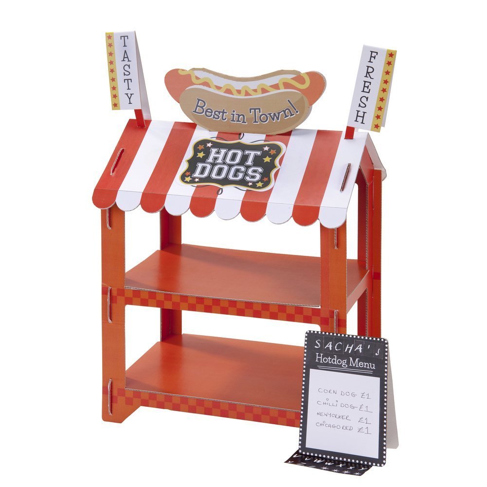 Talking Tables Red And White Hot Dog Stand Popcorn Stand | Party Table Centrepiece | Great For Bbq And Birthday Decorations | Paper, Reversible