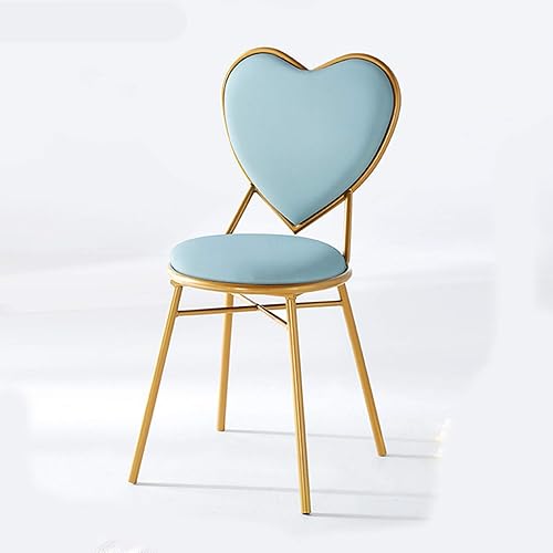 JHSLXD Tocador con forma de amor, silla de maquillaje, silla de comedor de hierro dorado, silla de comedor multiusos, sillón para decoración de