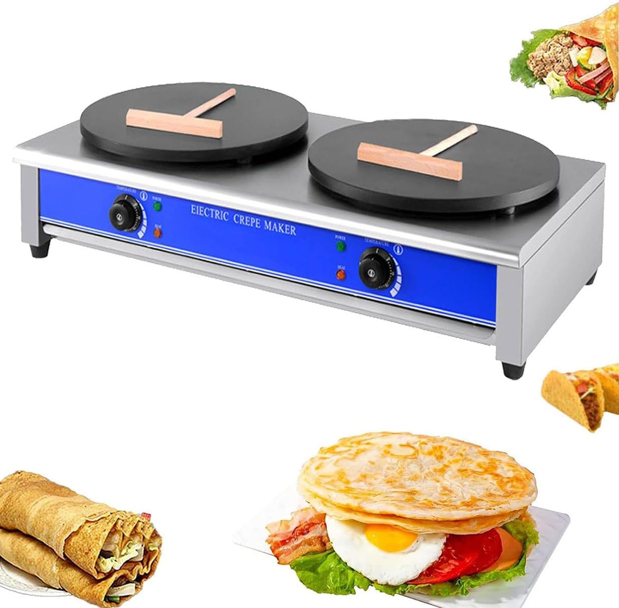 3000W Electric Crepe Maker, Commercial Hotplate Pancake Griddle Machine, Nonstick Adjustable Firepower Crepe Hotplate Machine, for Blintzes,