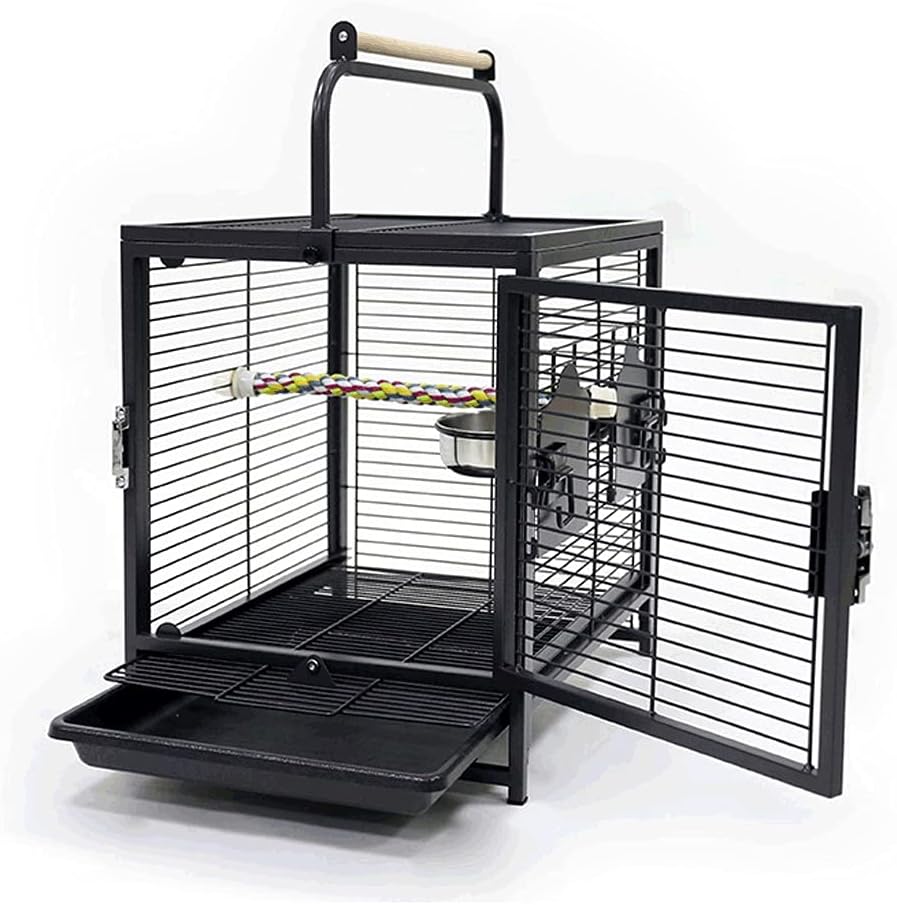 鳥かご ローリングスタンドとフィーダー ほとんどの鳥と小さな動物のための金属鳥の飛行ケージを持つ頑丈な鳥ケージ ポータブル鳥かご Color Black お洒落 鳥かご ローリングスタンドとフィーダー ほとんどの鳥と小さな動物のための金属鳥の飛行ケージを持つ頑丈な鳥ケージ ポータブル鳥かご Color Black お洒落