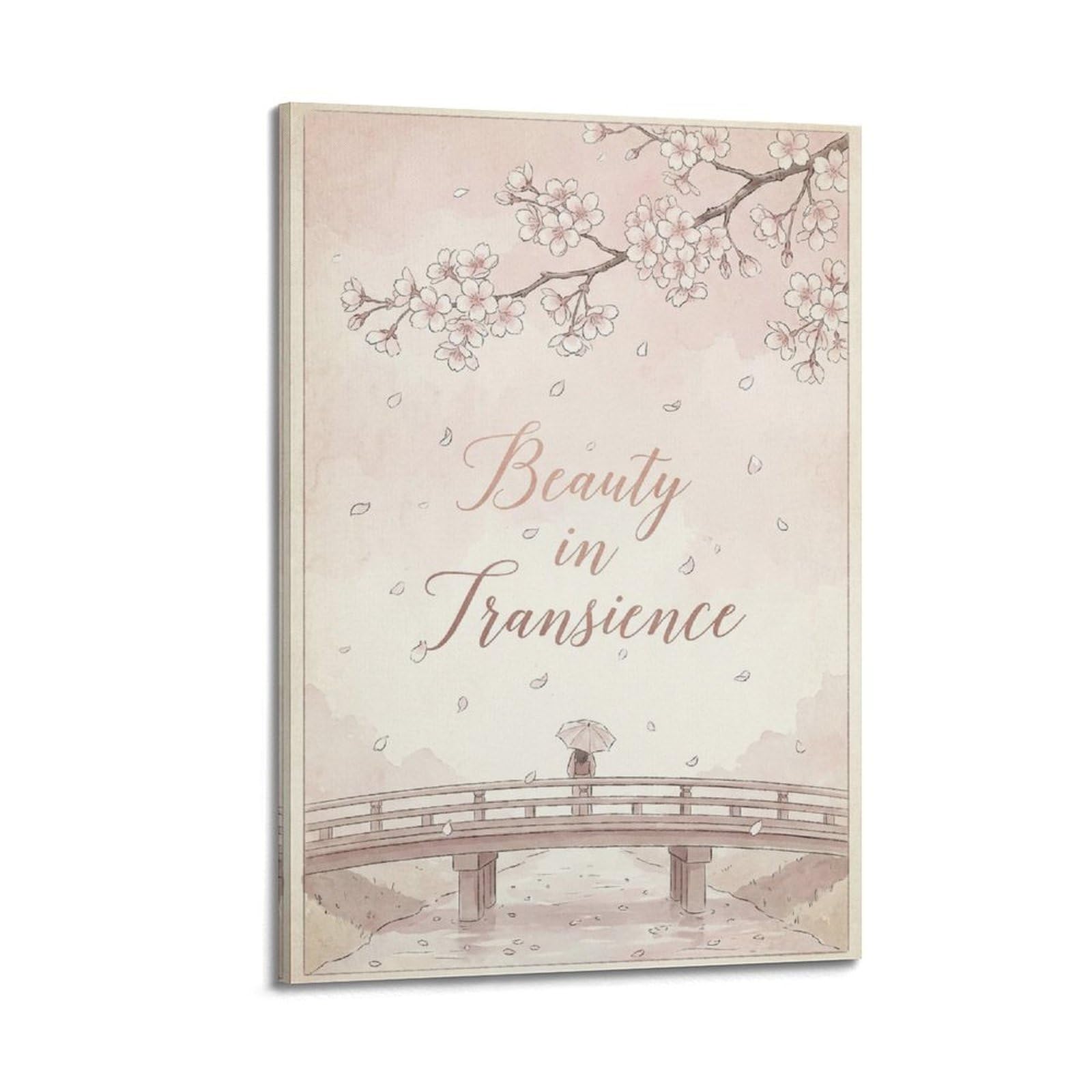 XKUGA Zen Cherry Blossom Poster Transience Bridge Meditation Modern Decorative Canvas Prints - Ideal Wall Art for Family, Man Cave, Game Room, Boys & Girls Bedroom 20x30inch(50x75cm)