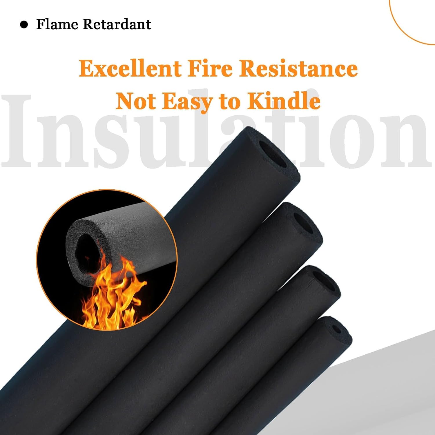 Pipe Insulation Flame Retardant Foam Insulation Lagging Insulation Antifreeze Rubber Foam Tube Hose Foam Grip Pipes Wrap Closed Cell for Outdoor Winter Freeze Protection(ID76mmxT20mmx2m)