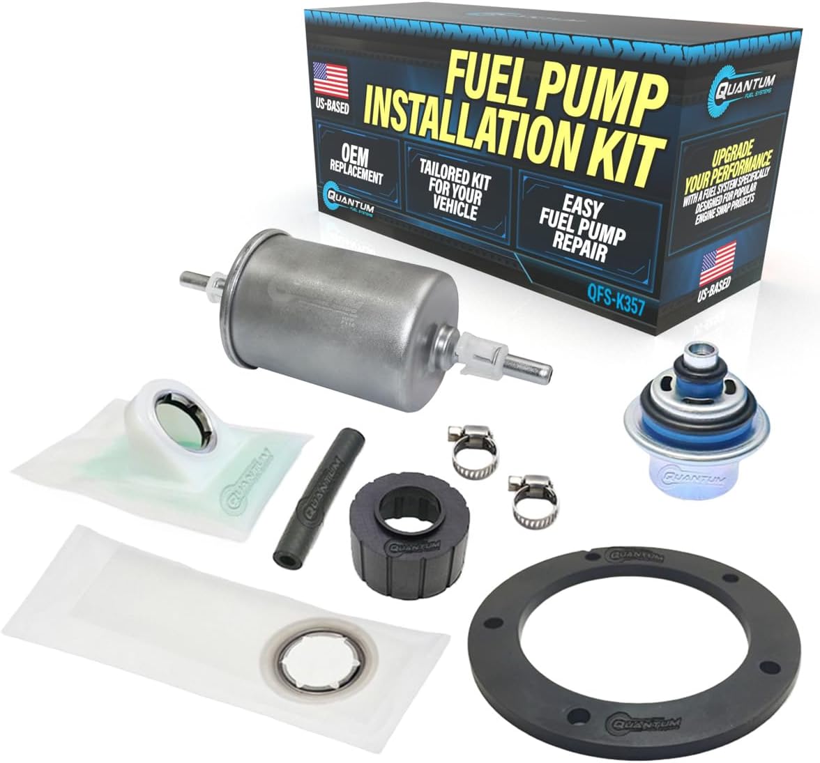 QFS Fuel Pump Repair Kit for 2004-2008 Polaris Sportsman 500, 700, 800 EFI, X2, Includes 43 PSI Regulator, Tank Seal, & Fuel Filter