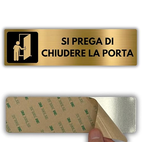 Segnale Chiudere la Porta - 5x18 cm - Alluminio -