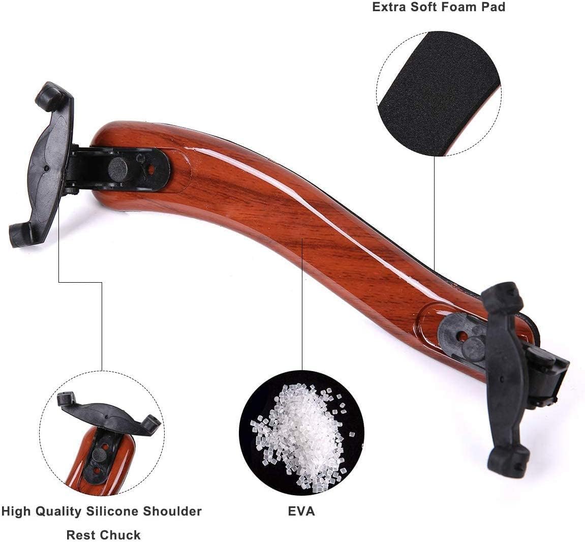 AMZZ Maple Wood Violin Shoulder Rest for 4/4 and 3/4 Violins, Collapsible and Height Adjustable, Fits 3/4 to 4/4 Violins and 12-13" Violas, Comfortable for Better Playing Experience.
