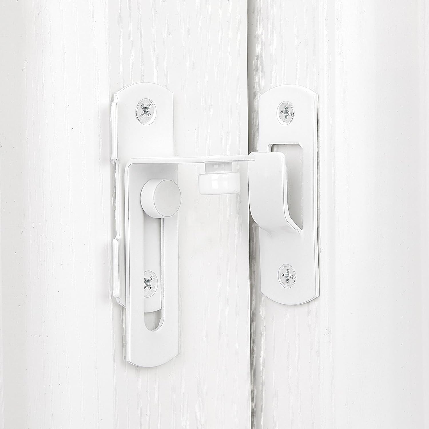 INIRET 6 Packs White 90 Degree Flip Barn Door Lock Latches，Stainless Steel Gate Latch Security Door Latch for Barn Door Safety Door Lock,Sliding Door Antique Lock Wine Cabinet Closet