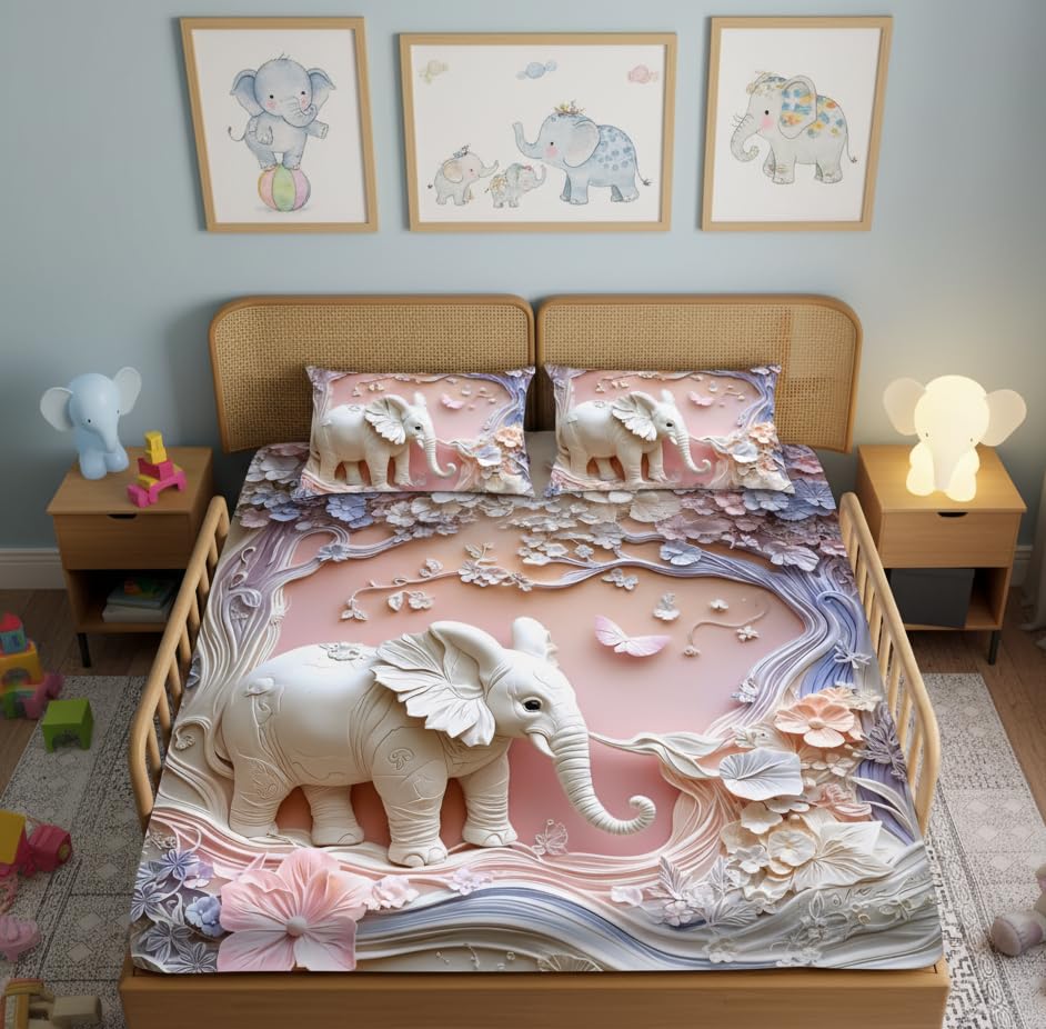 Image of 7D Double Bedsheet - 90x100 Inch with 2 Pillow Covers | Cute Printed 7D Design Bed Sheet for Kids & Couples (Pink)