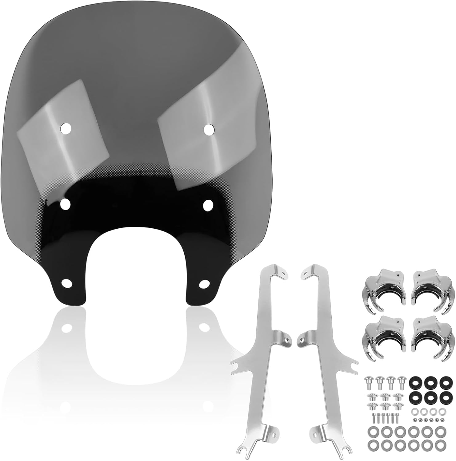 Motorcycle Windscreen Windshield Compatible with Harley Nightster 975 RH975 RH 975 22-24 Nighster 975 Special RH975S 23-24 PC Windscreen Double Bubble (L-Chrome Bracket)