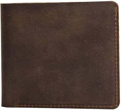 Newmens Minimalist Genuine Leather Wallet Vintage Style Bifold Mens Wallet/Card Holder,Wallets Dark Brown