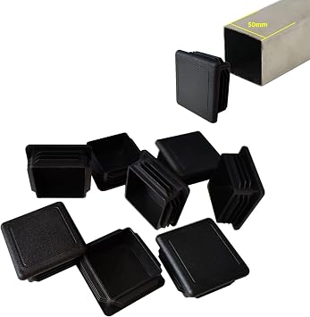 2 Inch Square Tubing End Cap Plug, 2"x2" Plastic Insert Finishing Hole Plugs for Fence Post Pipe Cover Tube ChairBlack,12 Pack