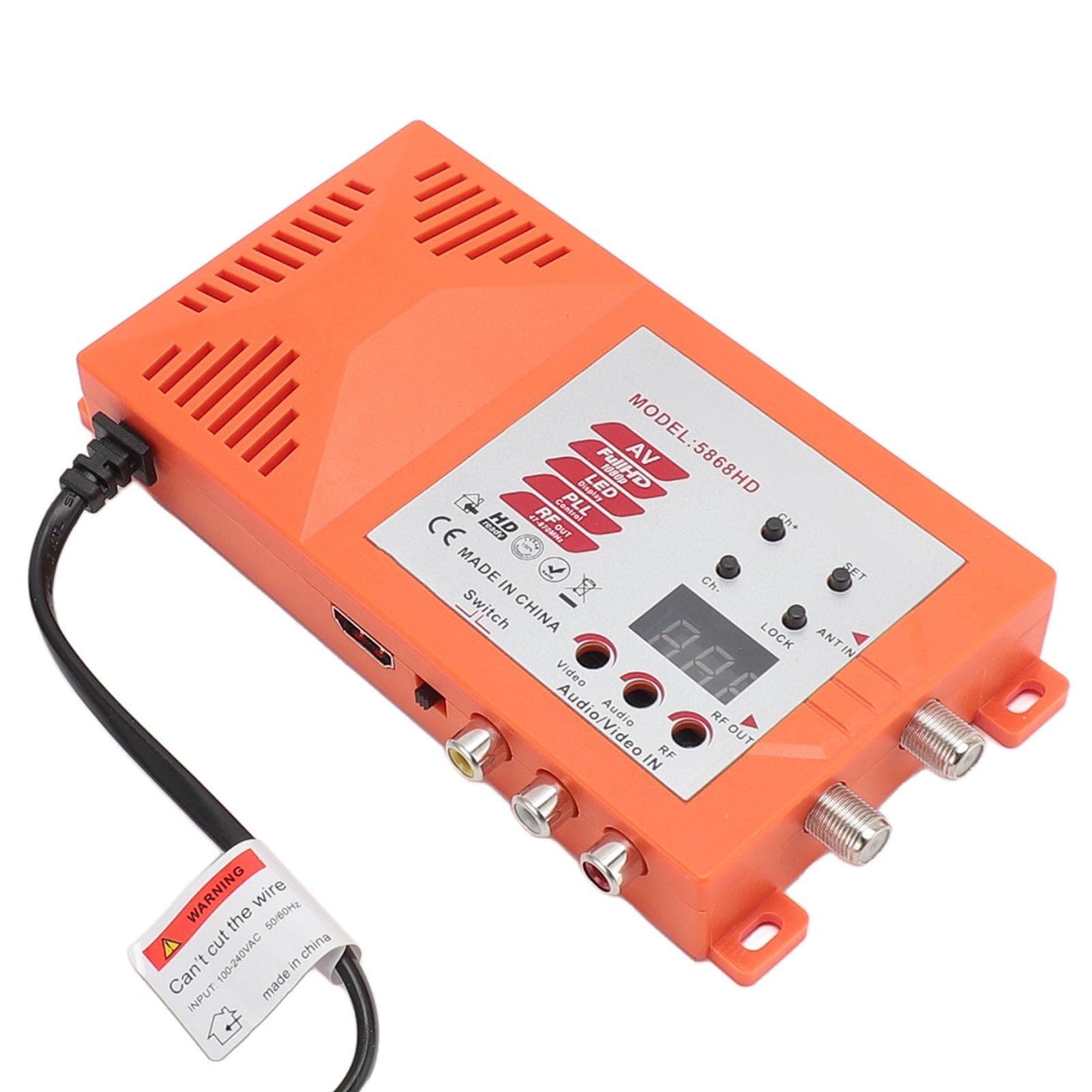 Modulator HDMI Konwerter RF, PAL NTSC HD 1080P Koncentryczny Konwerter Audio-wideo RF, Adapter Demodulatora AV na RF Wzmacniacz Sygnału z Portem Antenowym, (Wtyczka UE od 100 do