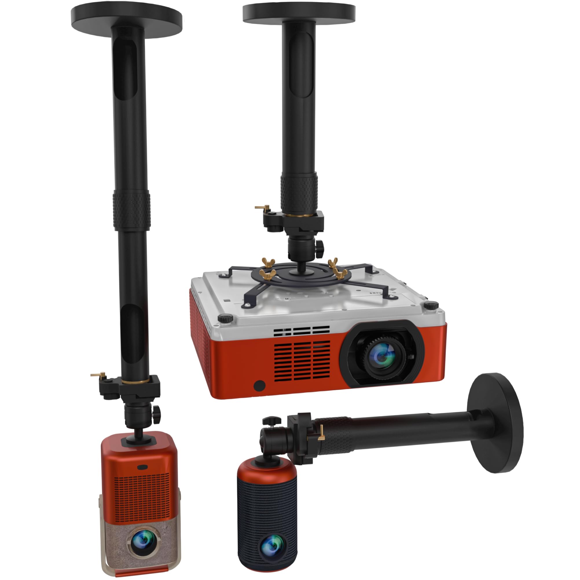 Universal-Projektorhalterung – verstellbare Decken- oder ausziehbare Wandhalterung für Mini-Projektoren für Büro und Zuhause – voll beweglich, einfache Installation, 360° schwenkbar, Länge 13,8“ - 21“