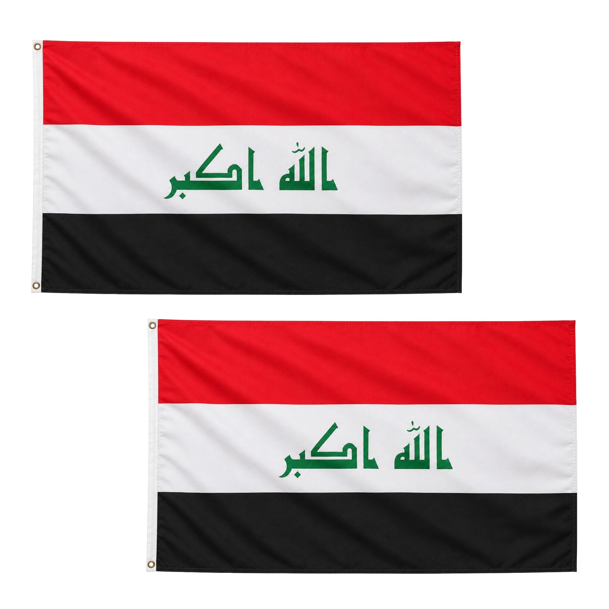 2 Pcs Iraq Flag 5ft x 3ft with Brass Eyelets – Polyester Iraqi Flag Banner for FIFA World Cup Football Matches, Fan Zones, Home & Garden Display