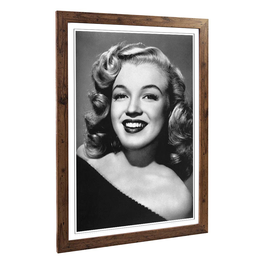 Big Box Art Framed Print of Marilyn Monroe (4) Design | Wall Art Picture | Home Decor for Kitchen, Living, Dining Room, Lounge, Bedroom, Hallway, Office, Walnut, A2 / 24.5x18 Inch / 62x45cm