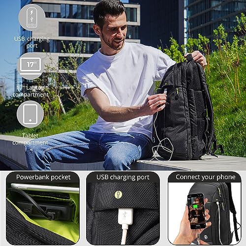 Swissdigital Design Large Travel Backpack for Men,17 Inch Laptops Backpack with USB Charging Port,Carry on Business Anti-theft Backpack With RFID Protection (JAVA SD805)4