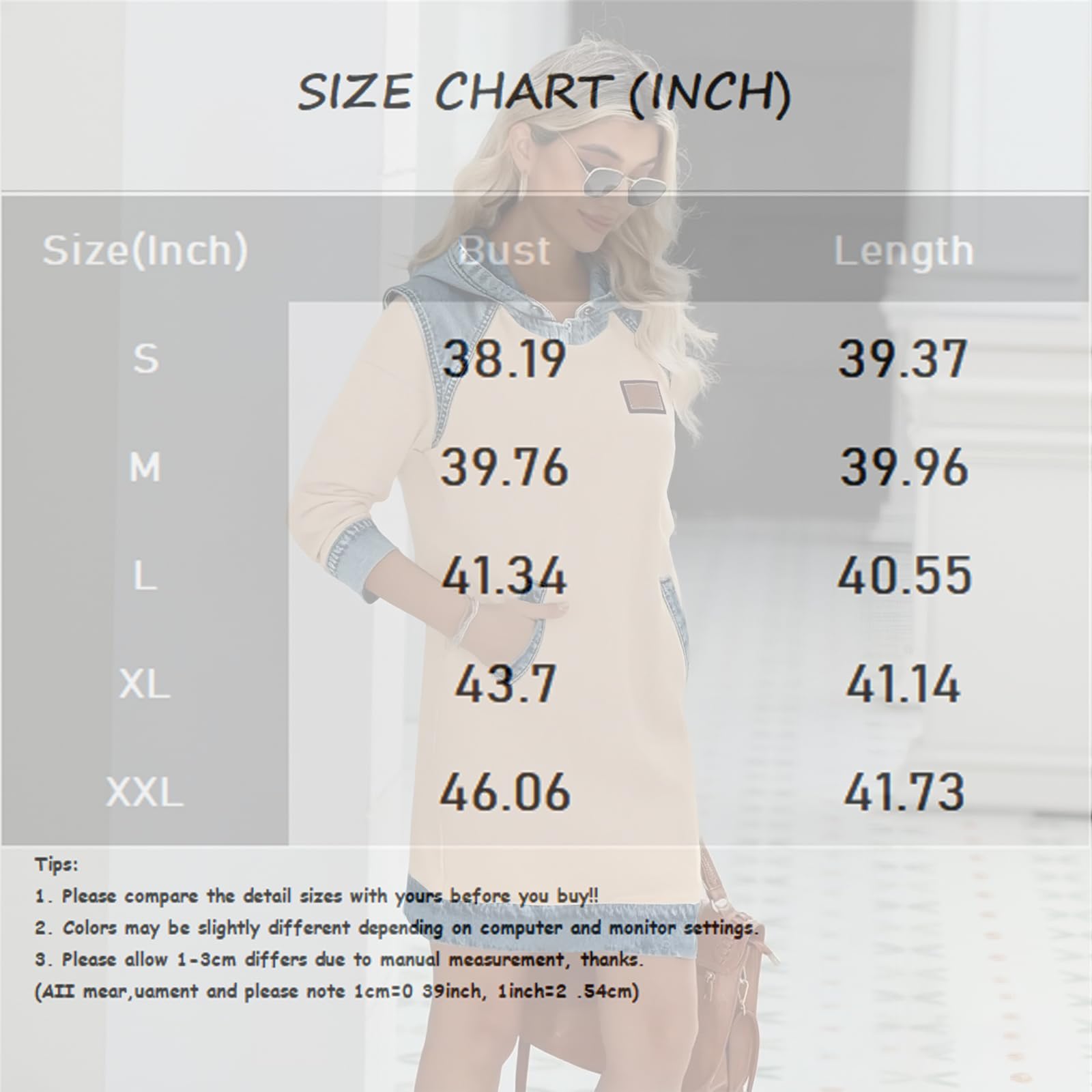 FUPODD Pulloverkleid Damen Oversize Mit Kapuze Sweatkleid Langarm Patchwork Jeans Hoodie Kleid Knielang Winterkleid Elegant Hoodiekleider Winter Sweatshirtkleid Mit Taschen Kapuzenkleid Longpullover