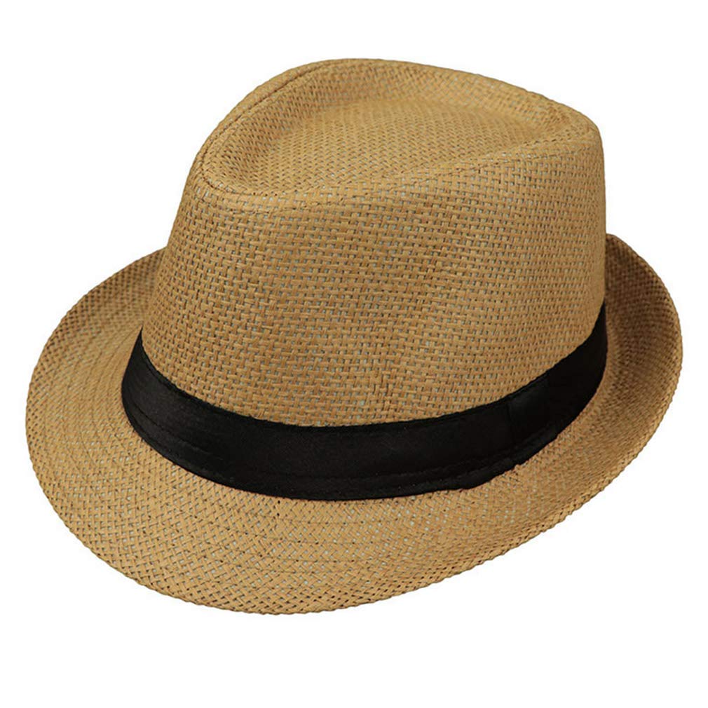 Junhouse Panama Hat for Men Summer Fedora Trilby Straw Sun Hats Foldable Beach Travel Hat