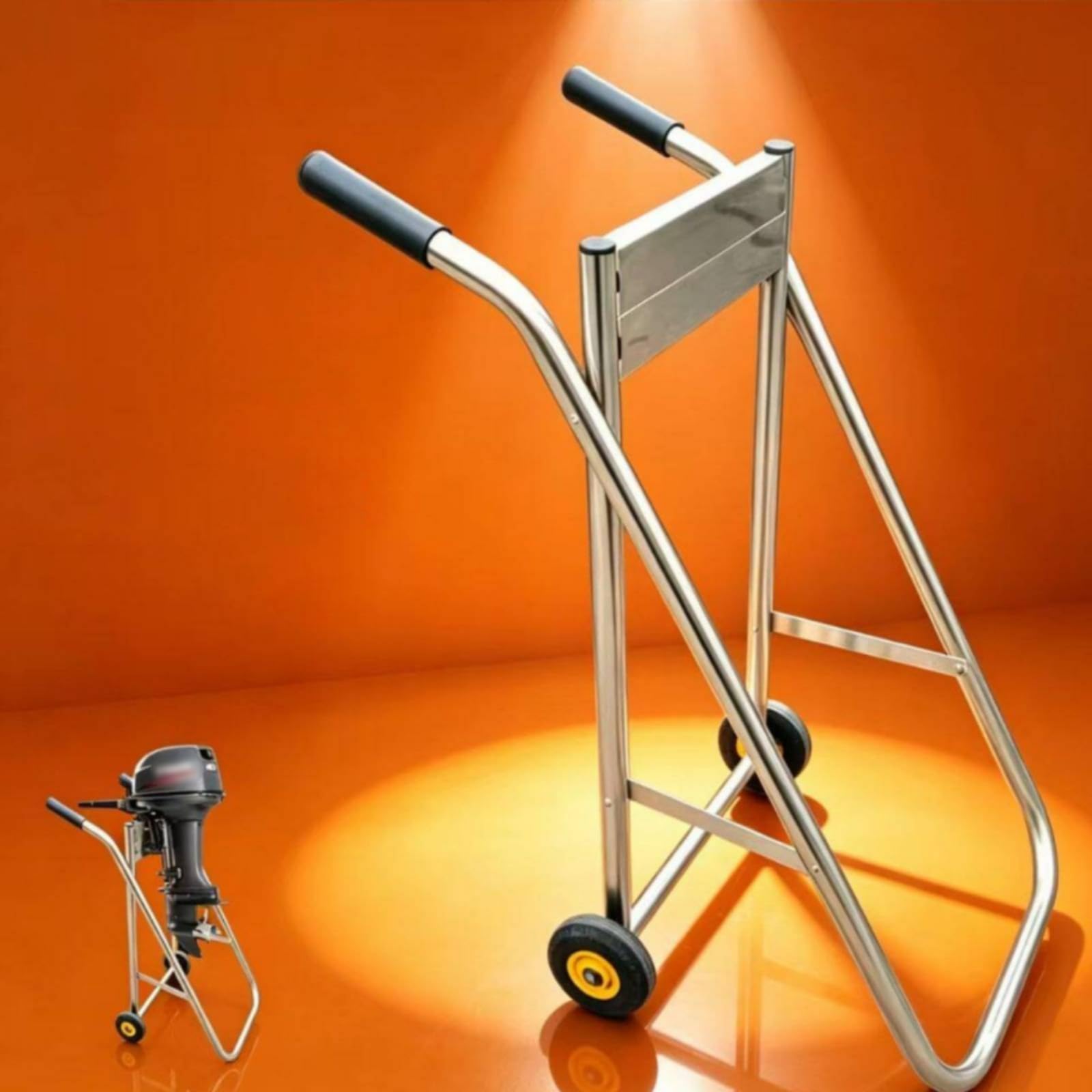 Carrello Motore Fuoribordo Supporto Motore Marino Carrello Trasporto Basamento Portamotore Struttura in Acciaio Inox con Ruote E Maniglie con, style to 2