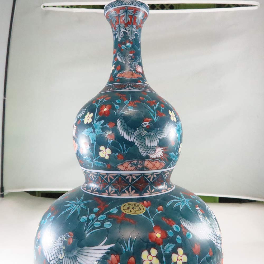 Amazon.co.jp: 花瓶 有田焼 伊万里焼 色鍋島 魯山作 花鳥図花瓶 木箱付