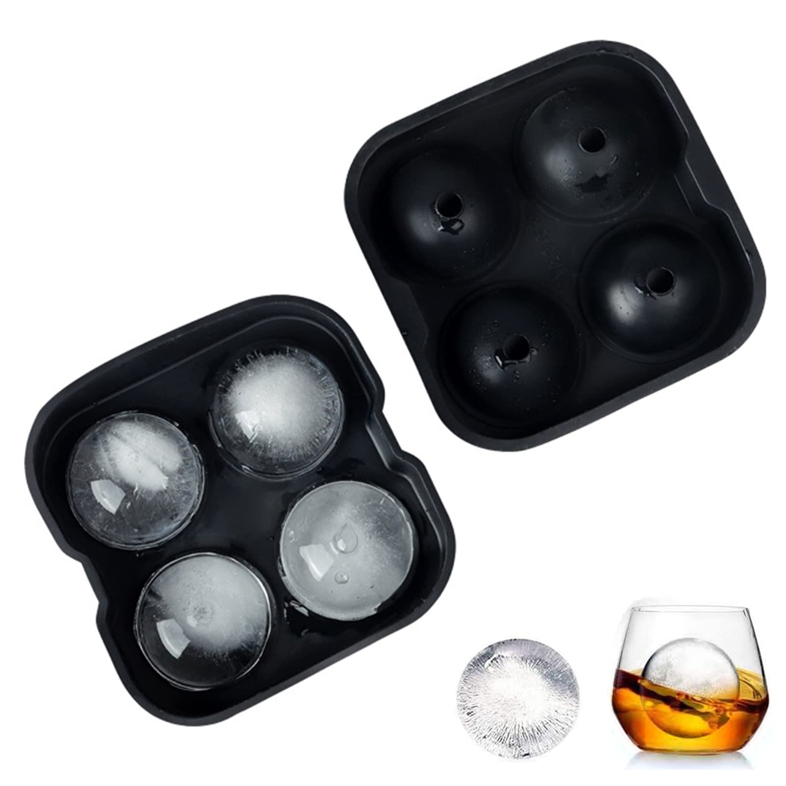 Ice Cube Tray, Silicone Ice Cube Tray, Large Square Ice Cubes, BPA-Free Ice Cube Mould for Cocktails, Whisky, Wine, Fruit, Fruit Purees, Ice Cream (A)