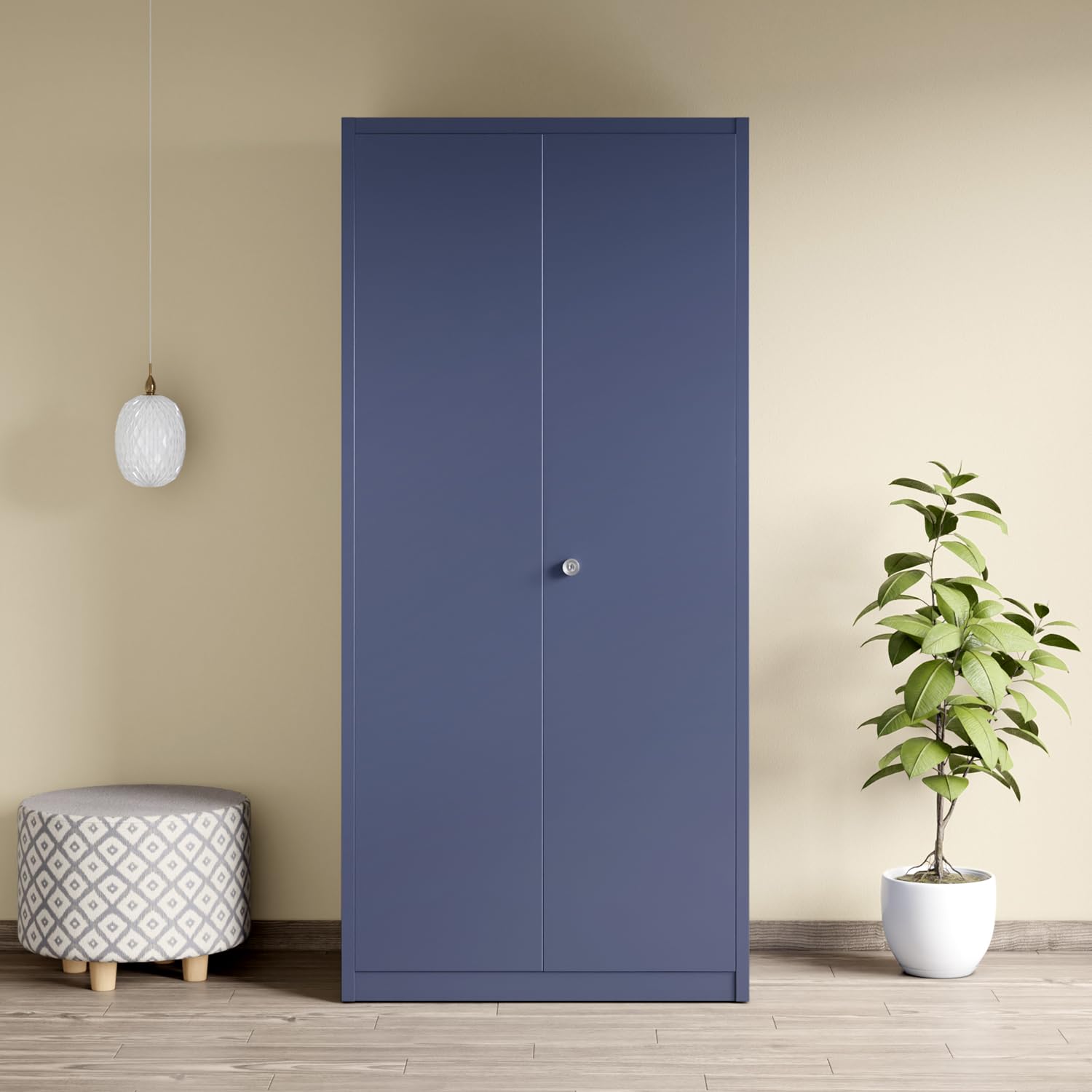 Interio by Godrej Almirah Errol 2-Door Steel Almirah Wardrobe (Textured Phiroja Blue), 1-Year Warranty, 1 Locker and 5 Shelves-image-27