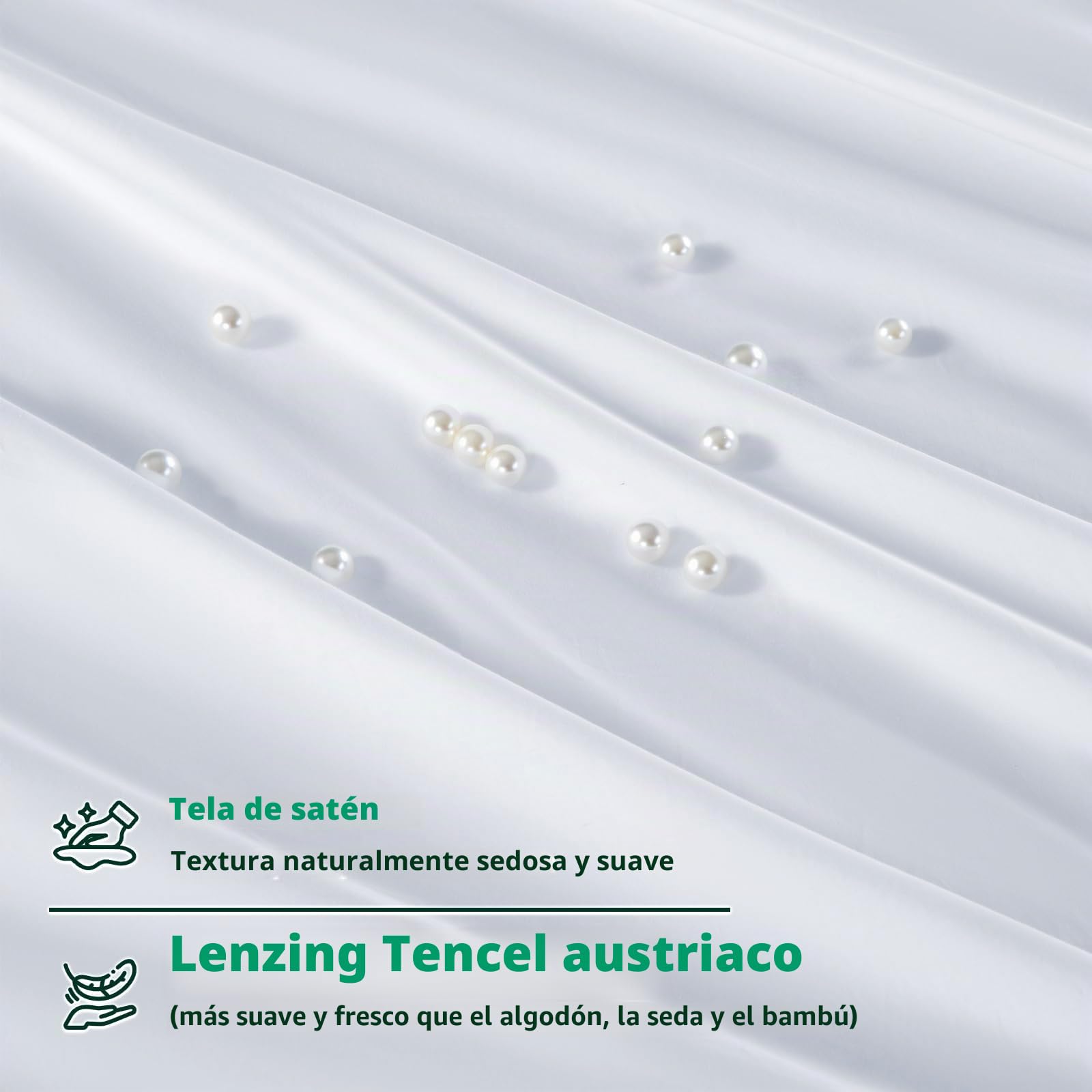 Shilucheng - Juego de sábanas Tencel, 100% sábanas de lyocell de eucalipto, más frescas que el algodón y el lino, sábanas de verano de enfriamiento 4 piezas, bolsillos profundos de 40,6 cm (blanco