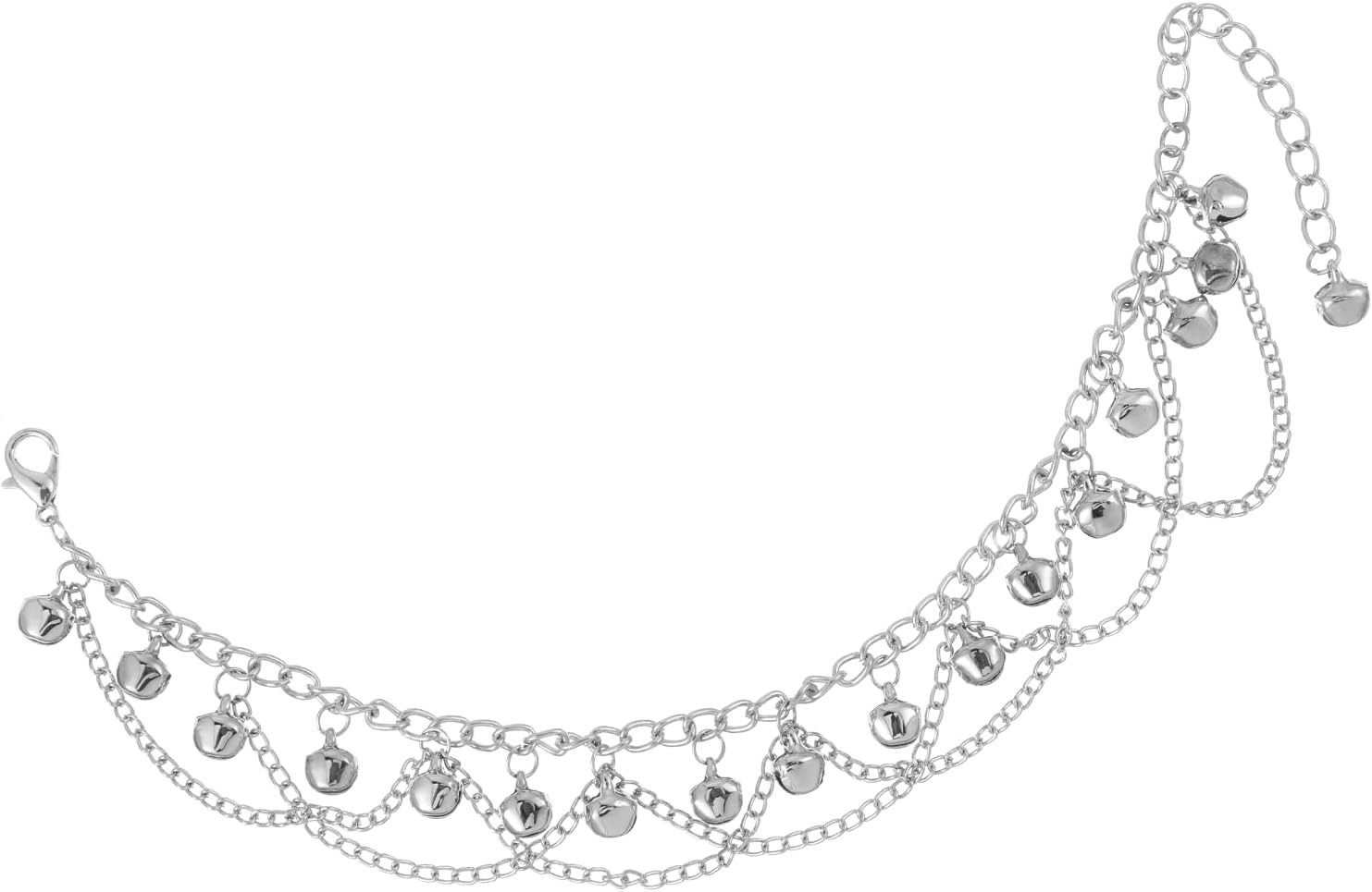 Bell Beaded Tassel Anklet Bracelet for Women Adjustable Beautiful Link Chain Anklet Bracelet Small Bell Ankle Bracelets Silver Bells Sounds Bead Pendant Layered for Women Summer Beach