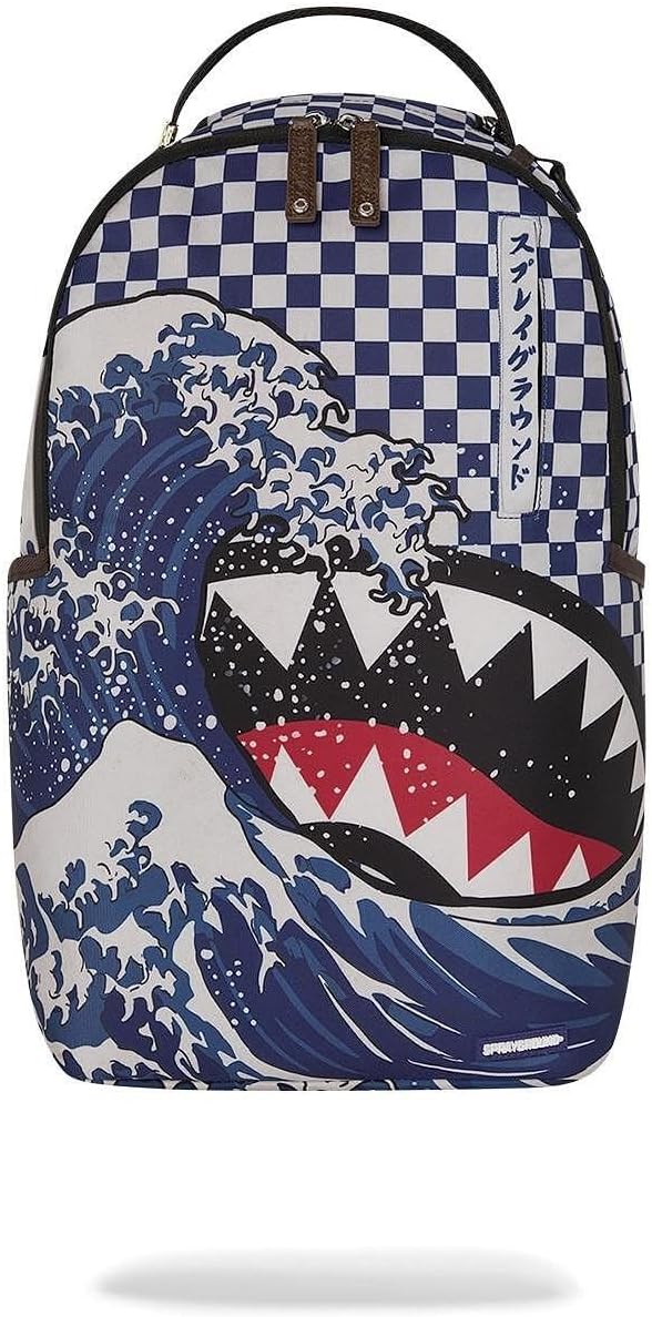 Sprayground Ichimatsu Moyo Camokawa Shark Backpack, Blue, Japanese Checkered Camo Pattern