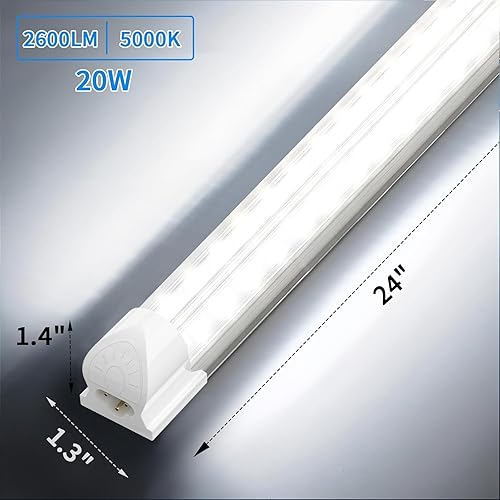 Miniatura 6 de SHOPLED LED Shop Lights 2FT, 20W 2600LM 5000K Daylight, V-Shaped Utility Shop Lights, T8 Linkable Ceiling Light Fixtures, 2 Foot Tube Light for