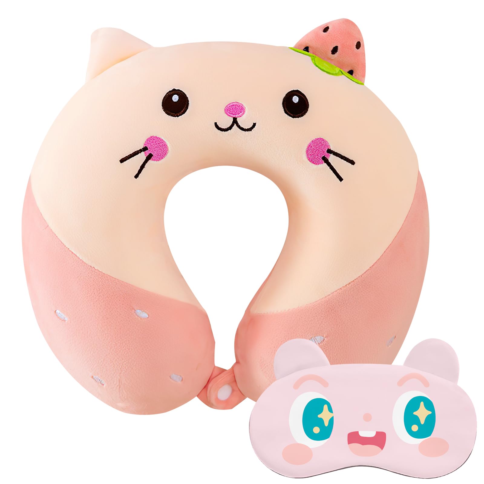 ZMDMAH ZMDMAH Almohada Viaje, Almohada de Viaje para Niños y Vendas en Los Ojos, Travel Pillow, Cojin Cervical, Almohada Viaje Niños, Cojin Cervical Viaje, Almohada de Viaje para Viajar Coche Avión Bus
