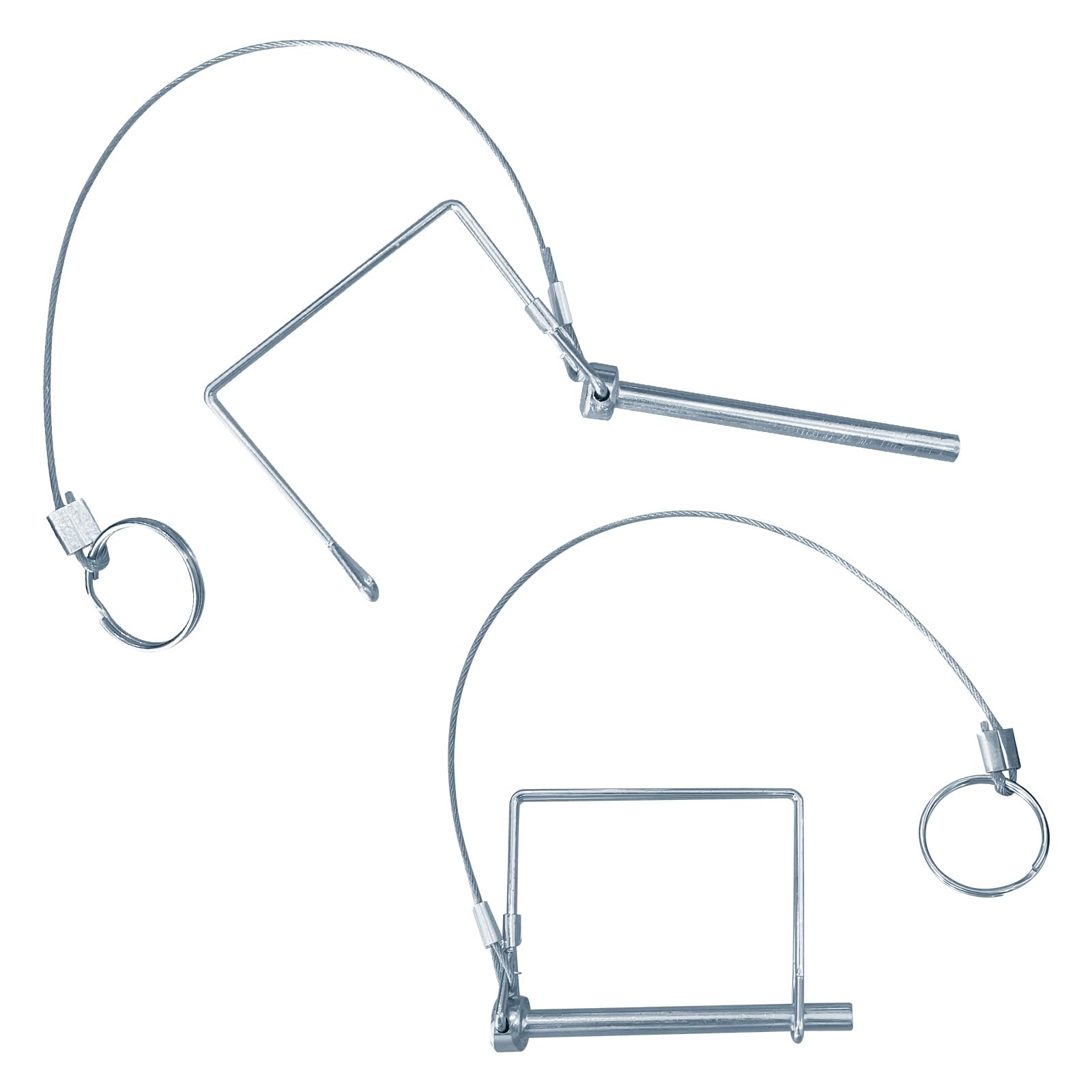 Paquete de 10 pasadores de acoplador de remolque de 1/4 pulgadas de diámetro x 2-3/4 pulgadas con cable extendido y anillo de liberación rápida, pasador de bloqueo de eje de alambre para remolques de