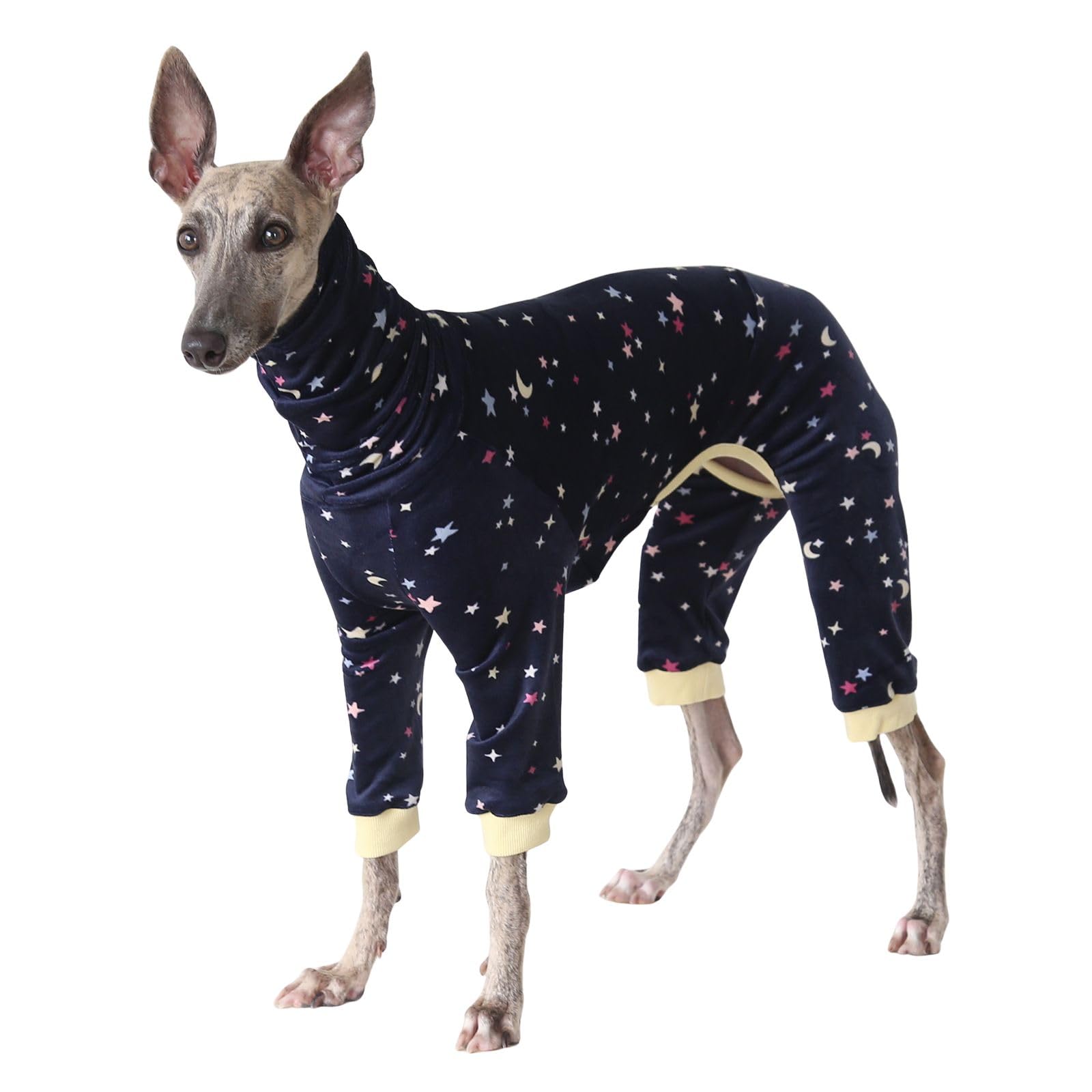 Greyhound Jumper,Whippet Cotton Pajamas Dog Onesie Dogs Jumpsuit (Navy Blue Star, S)