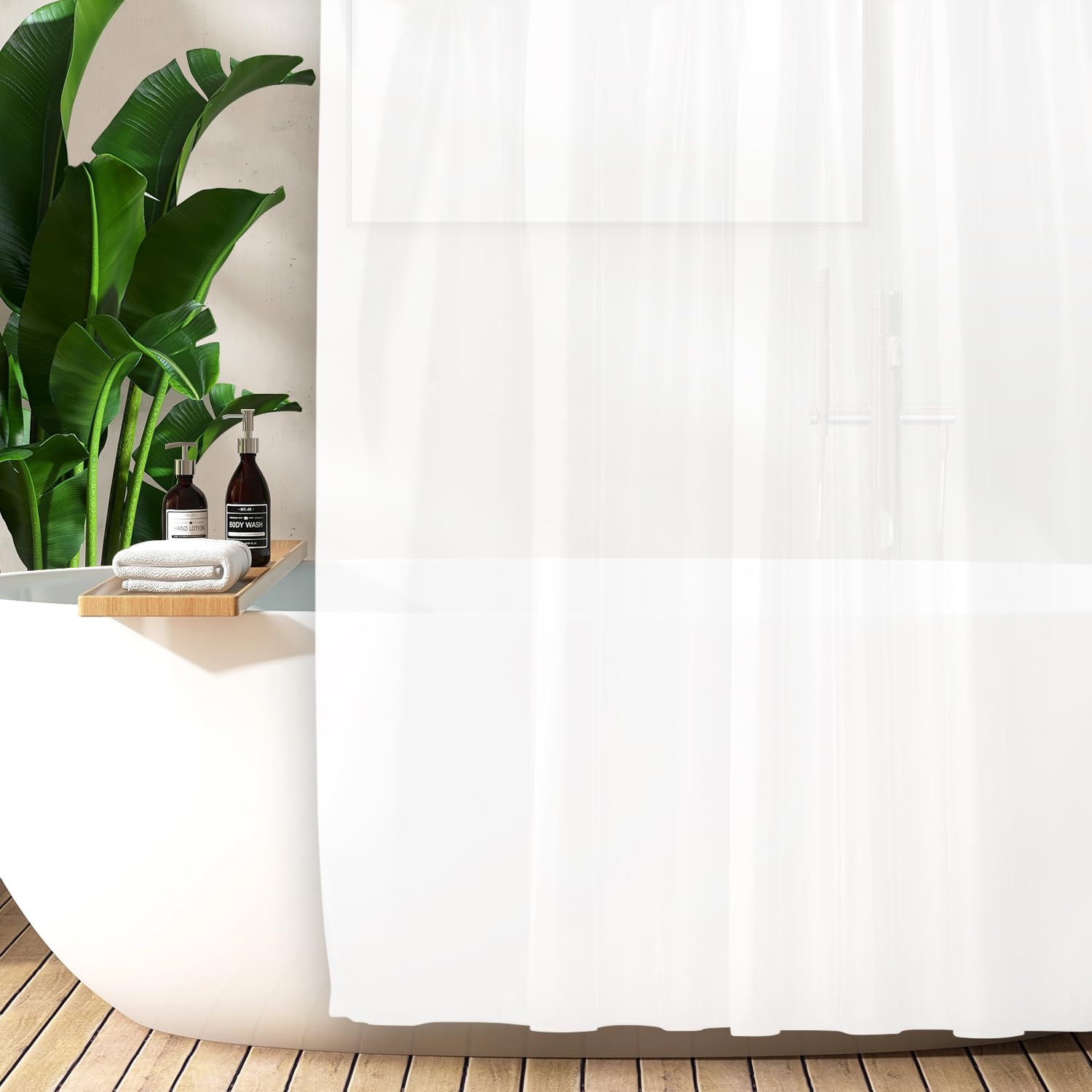 Homewear PEVA Frosted Shower Liner, 70" x 72" Inches, 100% PEVA, Easy Clean, Rustproof Grommets, No Odor, Frosted