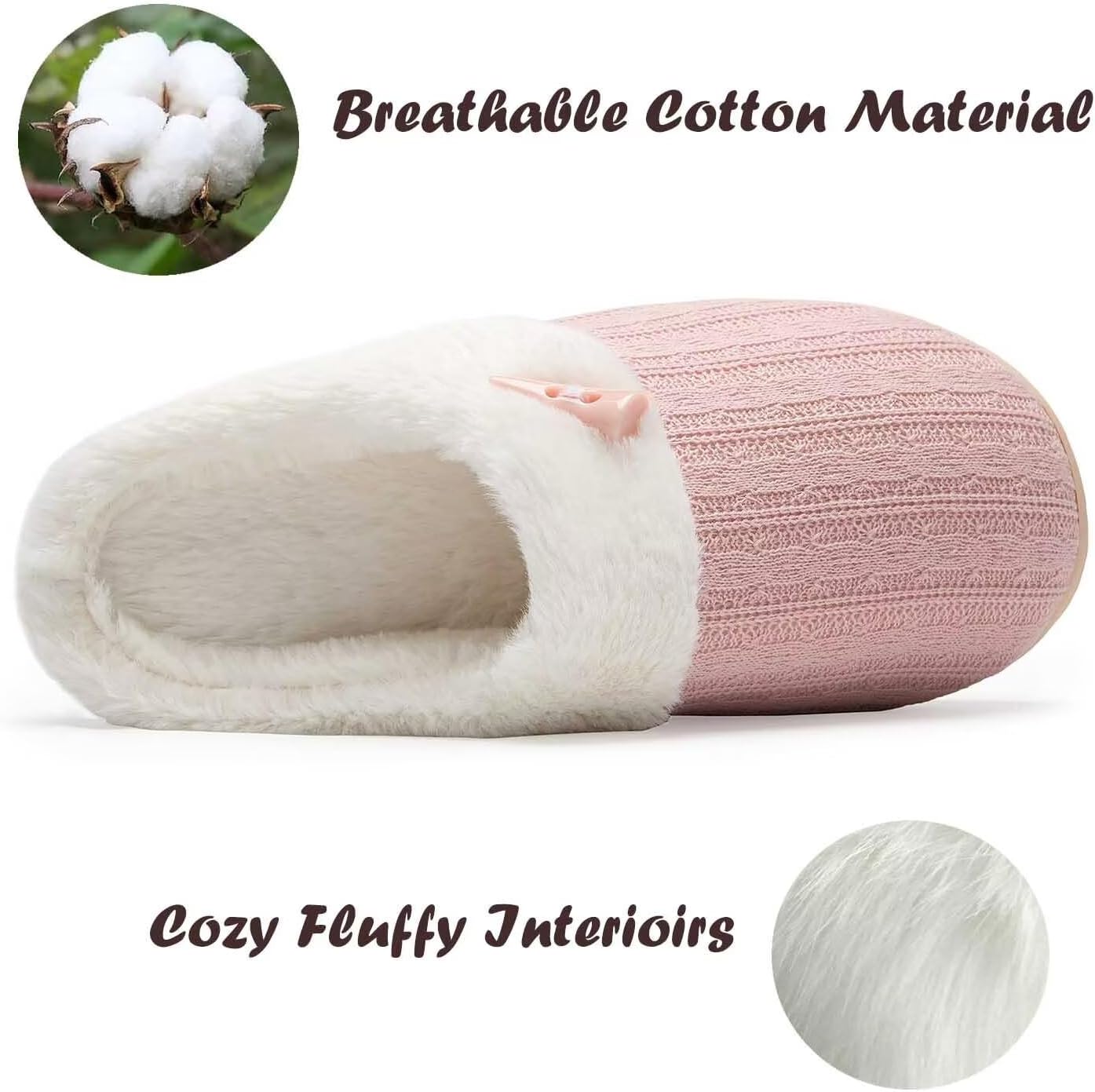 NineCiFun Women's Slip on Fuzzy Slippers Memory Foam House Slippers Outdoor Indoor Warm Plush Bedroom Shoes Scuff with Faux Fur Lining - Image 4