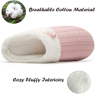 NineCiFun Women's Slip on Fuzzy Slippers Memory Foam House Slippers Outdoor Indoor Warm Plush Bedroom Shoes Scuff with Faux Fur Lining