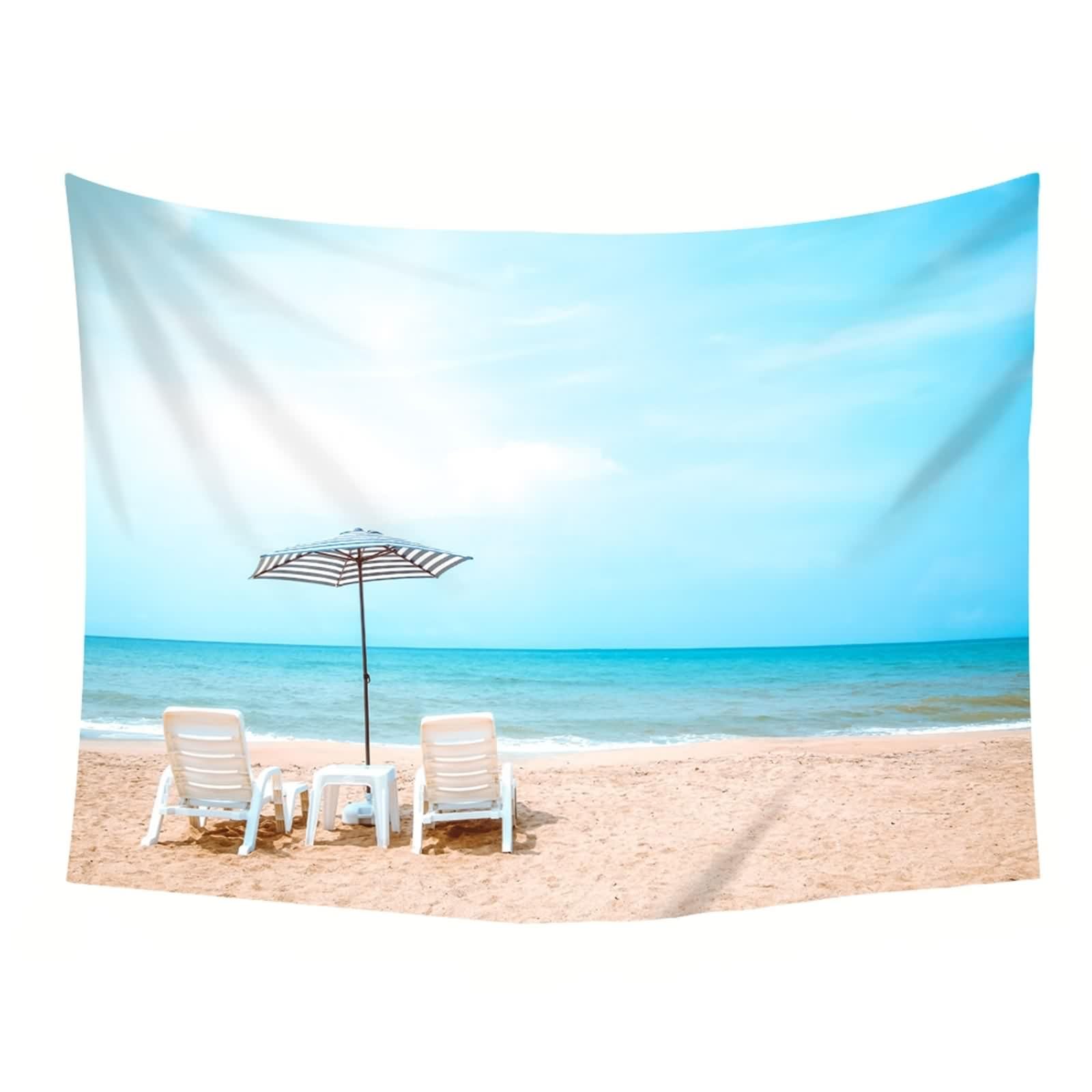 Tapiz Pared Azul, Tapiz Pared 260X240CM Sillón Reclinable Playa Mar Poliéster Decoracion Salon