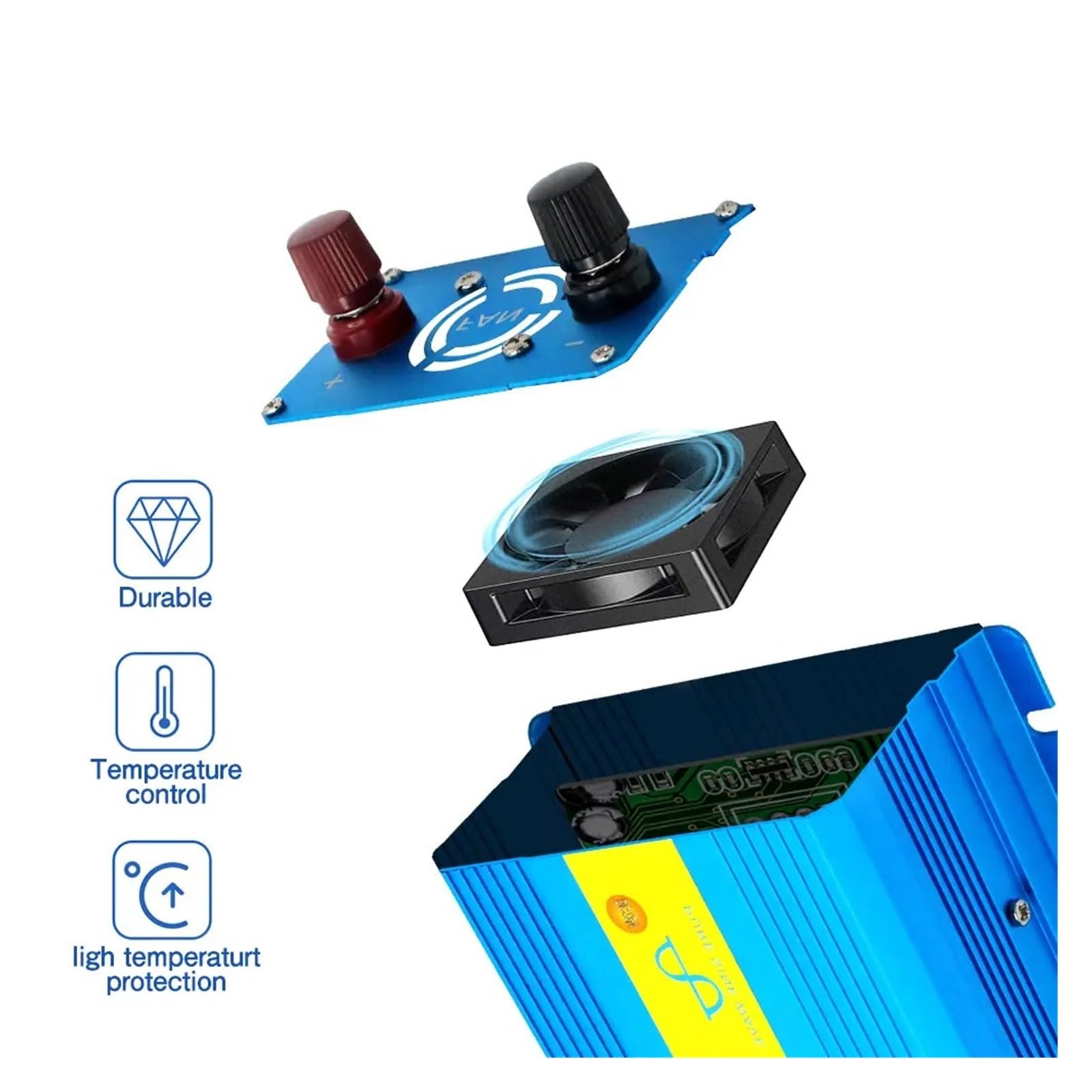 Convertidor Inversor Transformador Inversor De Onda Sinusoidal Pura De 1000 W CC 12 V CA 220 V 50 Hz 60 Hz Convertidor De Potencia para El Hogar Y El Coche Energía Solar(EU 50Hz)