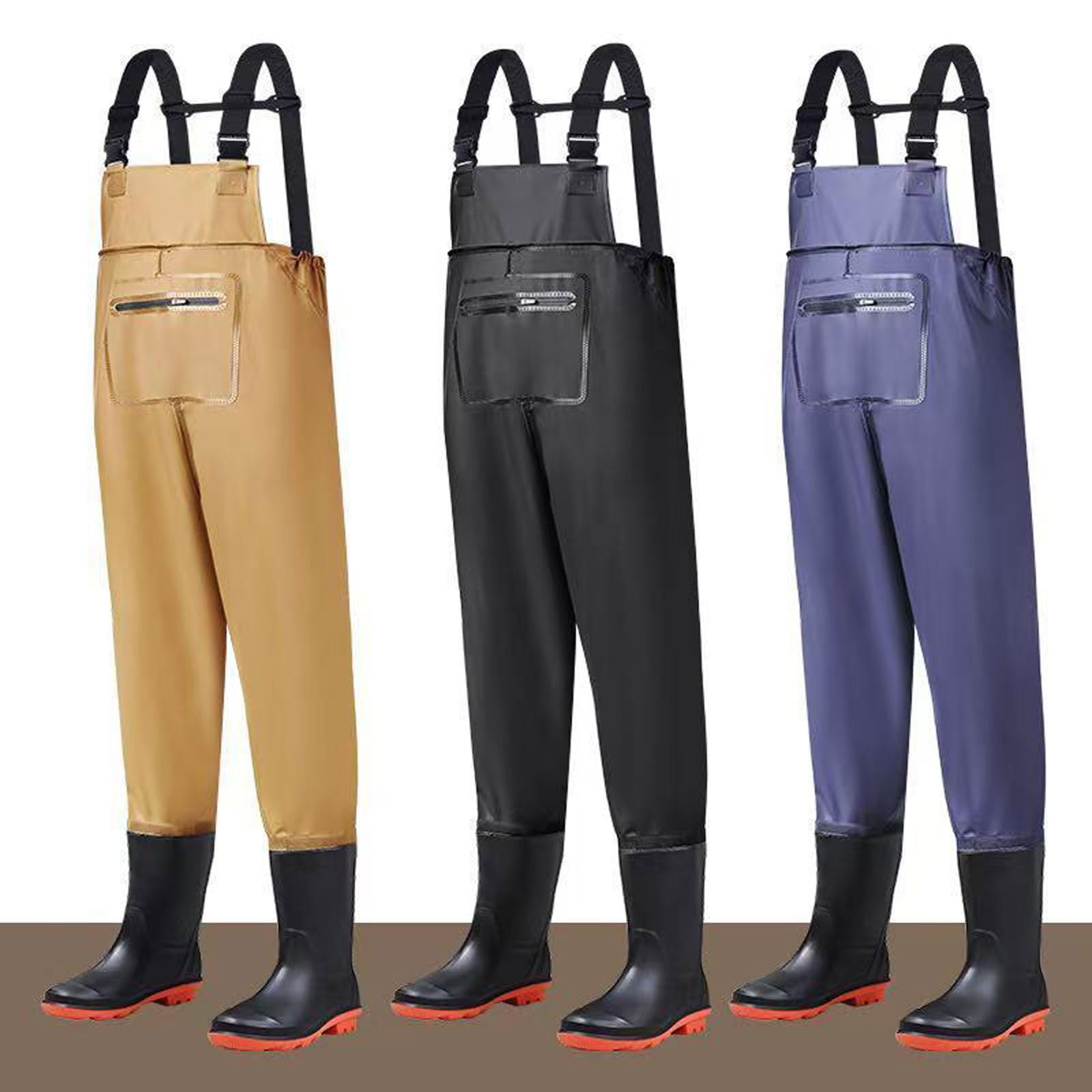 Waders Peche Homme Épaissir Imperméable PVC Cuissardes de Waders Peche,Bootfoot Waders avec Poche étanche pour téléphone Portable,Pêche Waders Cuissardes pour Les activités de Plein air