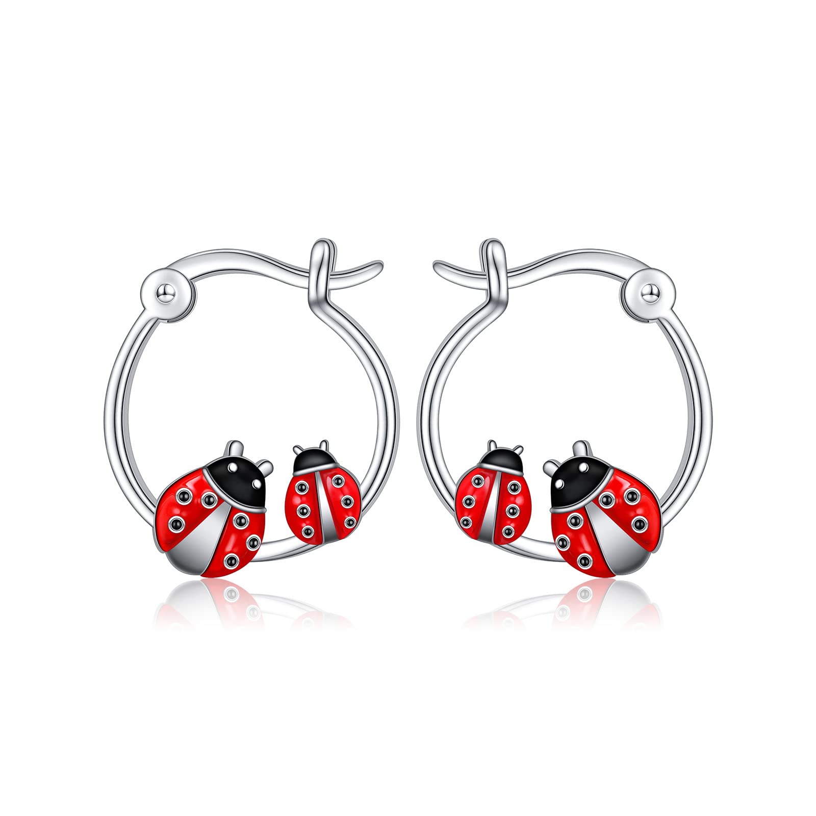 HOOHWEPig/Axolotl/Ladybug/Panda/Yorkie/Duck Hoop Earrings for Women 925 Sterling Silver Cute Animal Huggie Hoop Earrings Jewelry Gifts for Sensitive Ears