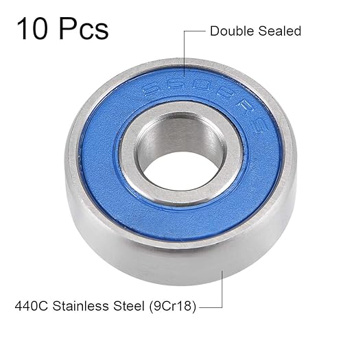 Miniatura 2 de uxcell S608-2RS Rodamientos rígidos de bolas 0.315 in x 0.866 in x 0.276 in doble sellado acero inoxidable 440C 10pcs